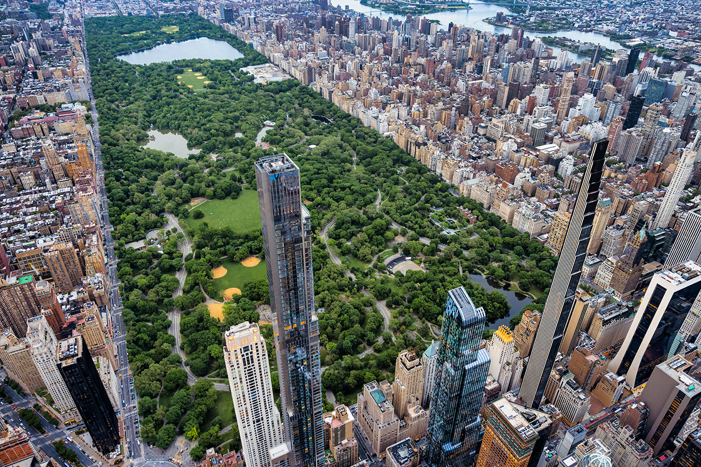 High above Central Park in NYC