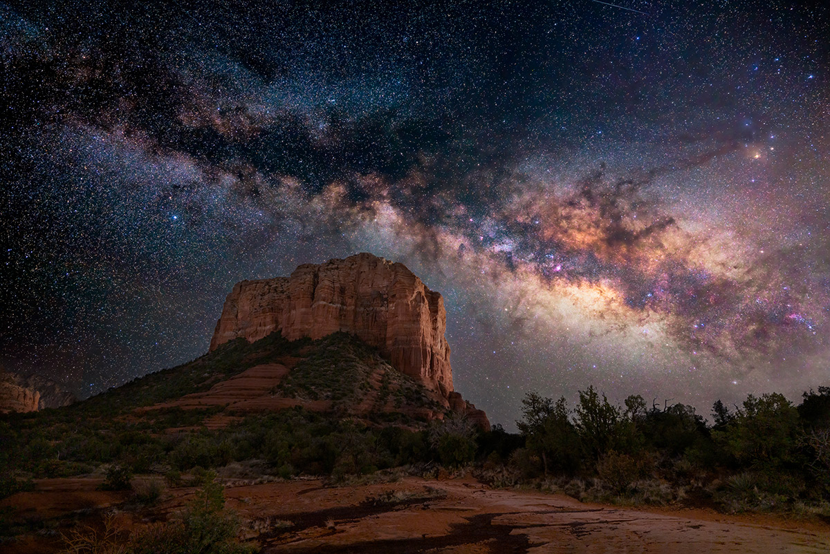 Milky Way over Courthouse Rock in Sedona