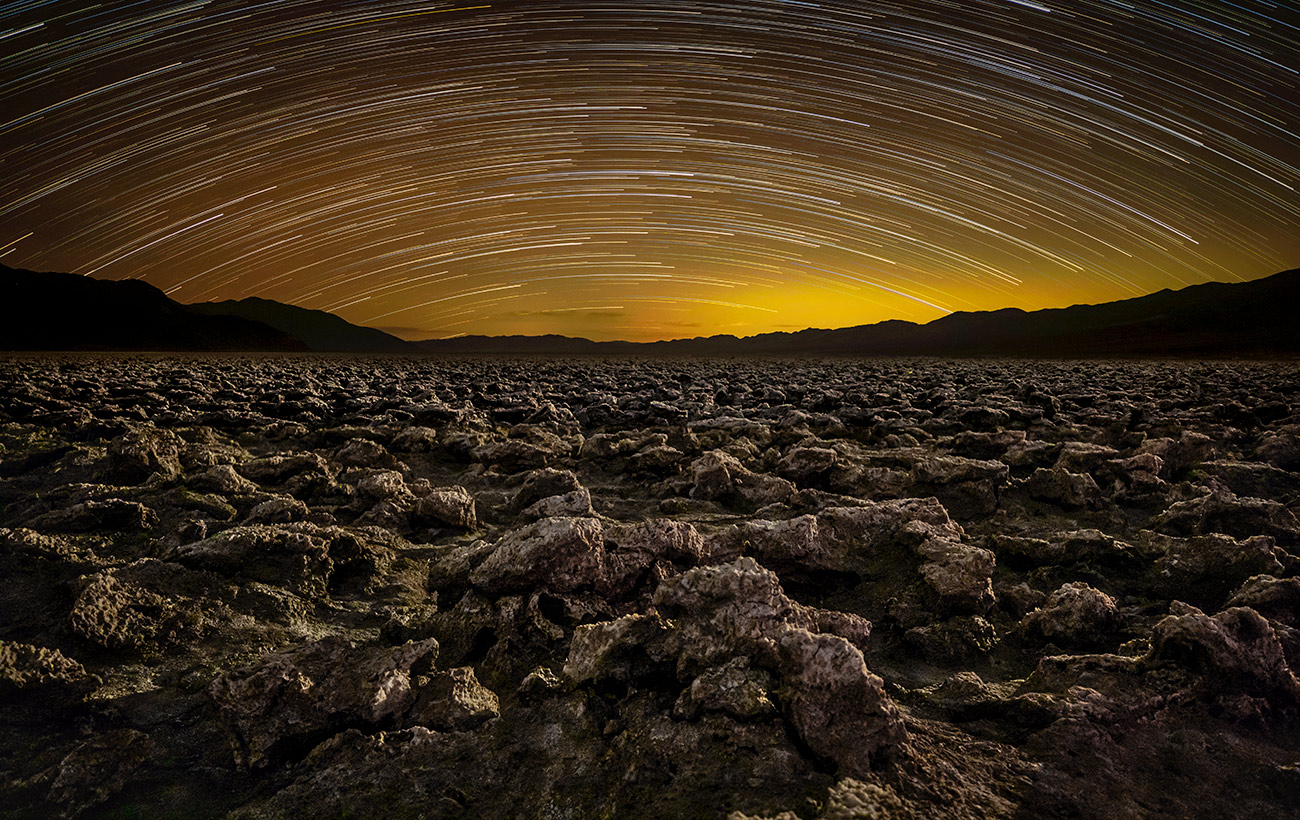 Star trails over Death Valley