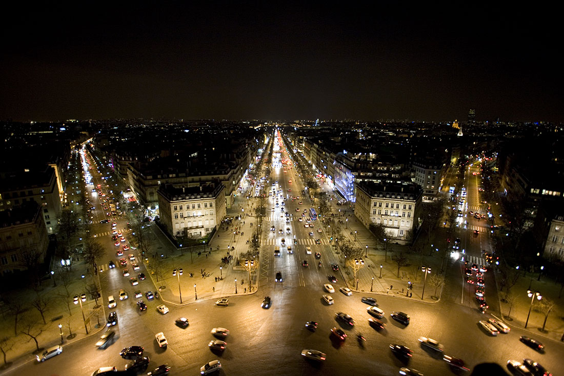 from atop the arc de triomphe in Paris