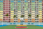 Colorful basketball court in Hong Kong