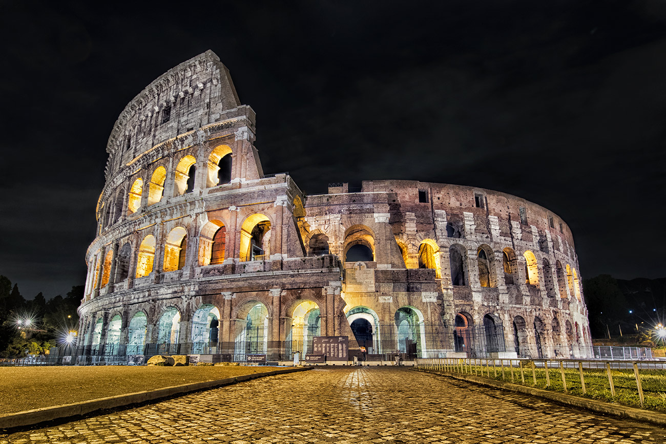 The Roman Coliseum after dark