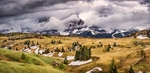 Panorama at Seiser Alm Dolomites in Italy
