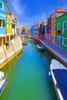 Colorful canals and homes in Burano, Italy