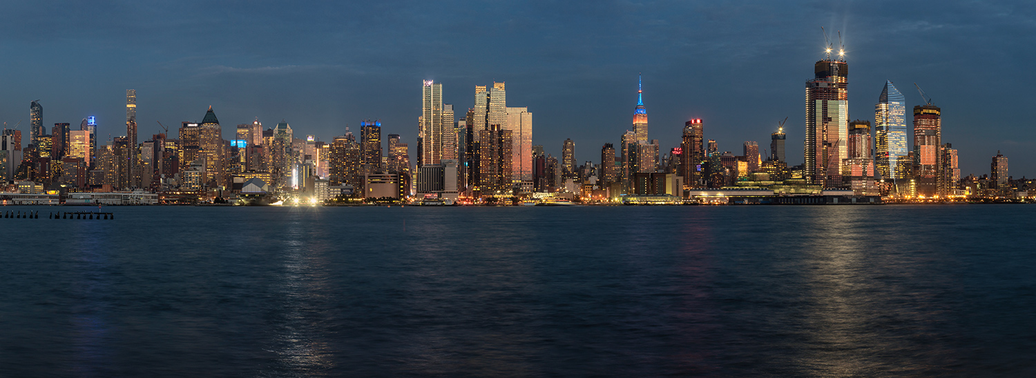 Panorama of NYC skyline at sunset