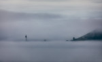 Yaquina Lighthouse in fog on the Oregon Coast