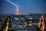 The Eiffel Tower and Paris skyline after dark