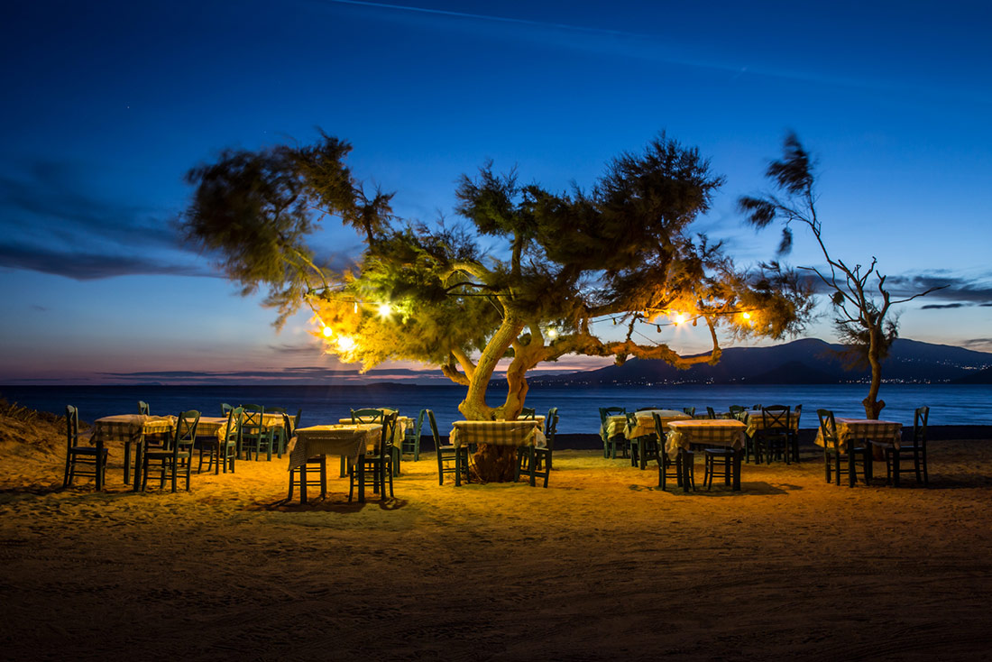 Beachside cafe in Naxos, Greece