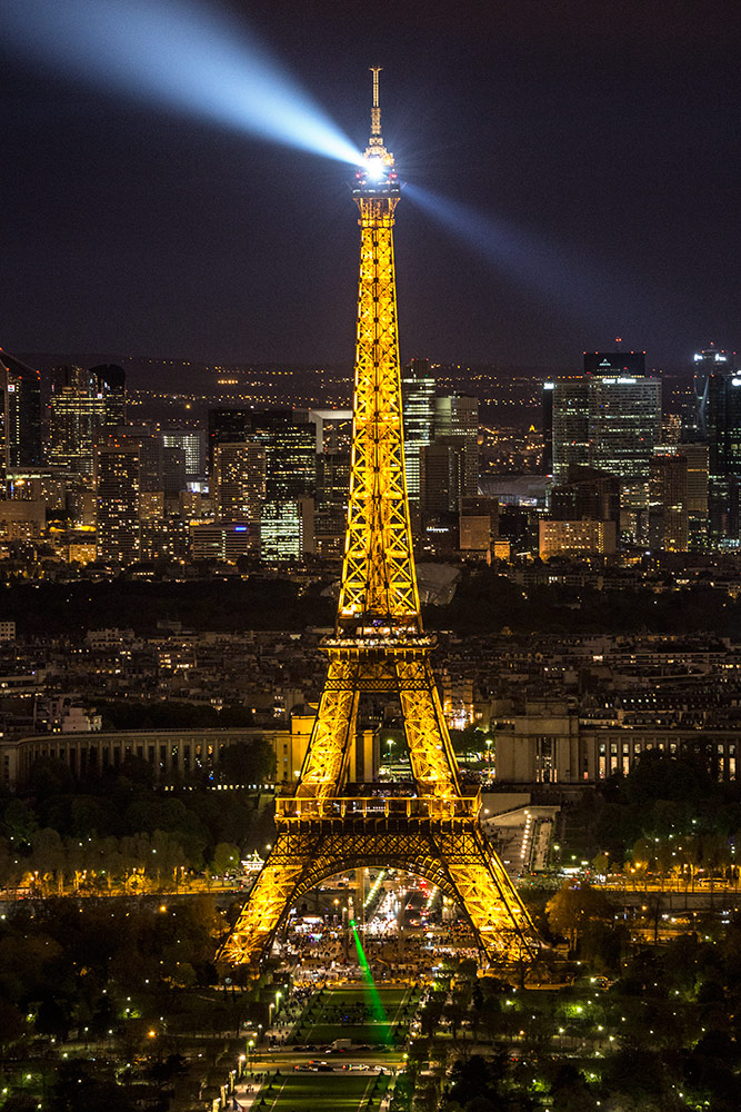 Eiffel Tower after dark, Paris, France 