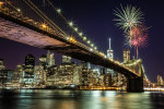 Fireworks above the Brooklyn Bridge in NYC