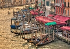 Gondolas in the Grand Canal of Venice, Italy