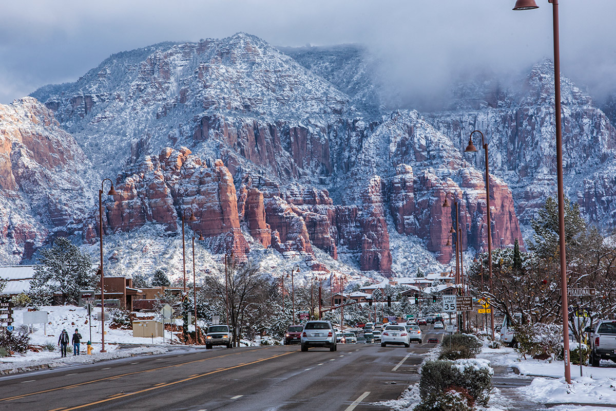 The middle of town after a fresh snow The stunning landscape Sedona