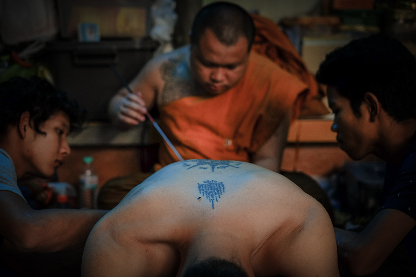 Sak Yant tattoo in Wat Bang Phra temple.