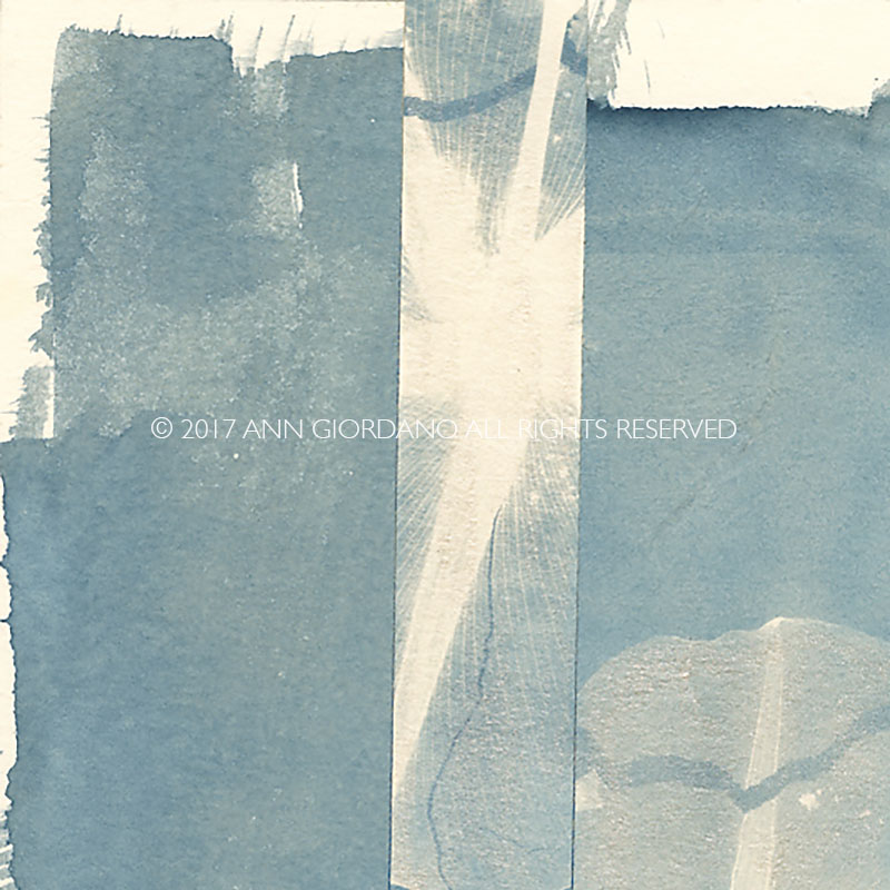 Fragments from the series In My Courtyard.  Unique Print with Cyanotype, Pigment and Watercolor from the Series, In My Courtyard.  ag_0000_3831 Color Rights Managed Image Copyright © 2017 Ann Giordano All Rights Reserved 0000.3831
Cyanotype, Pigment, Watercolor
6 x 4 inches
Unique Work
© 2017 Ann Giordano All Rights Reserved
