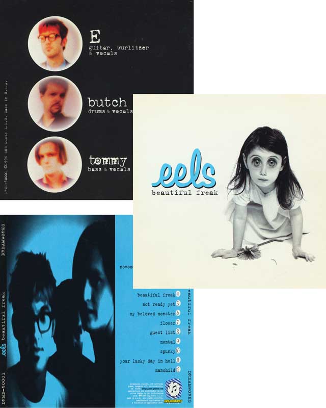 Eels, Beautiful Freak CD Cover and Booklet.  Dreamworks, Francesca Restrepo, Art Direction.  Various Color and BW Images Copyright © 1996 Ann Giordano / Dreamworks  All Rights Reserved.  