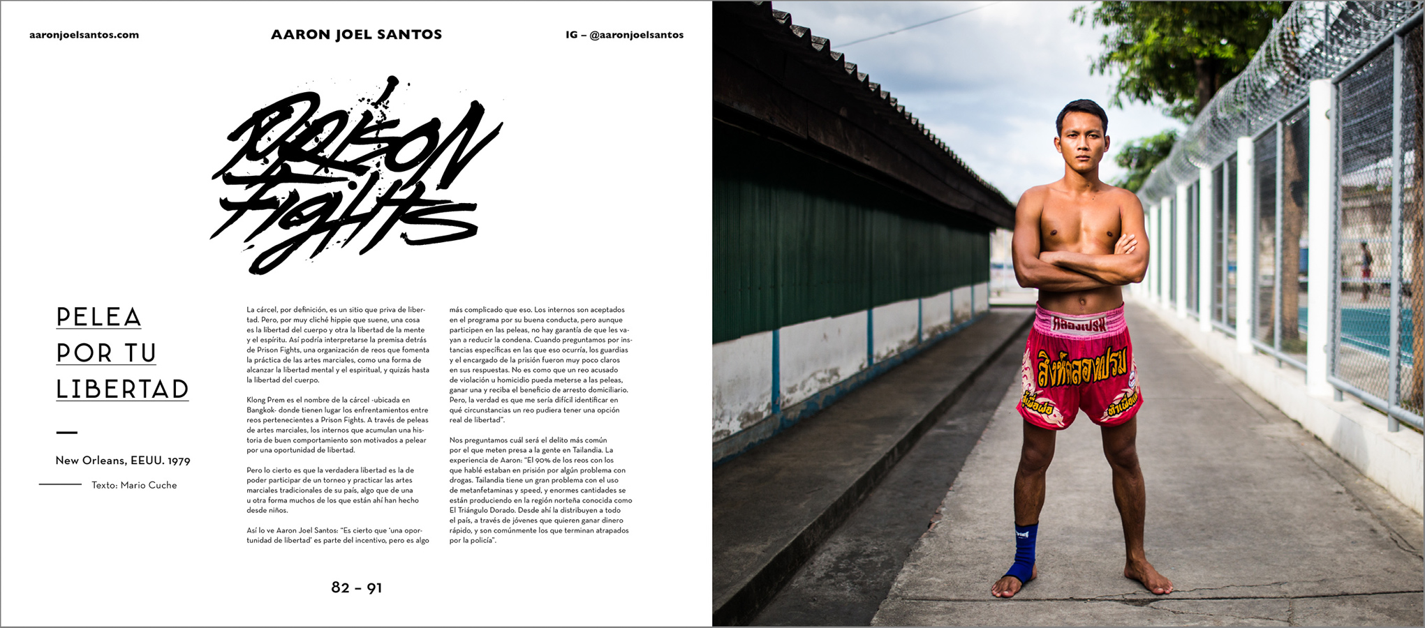 Tearsheets from a documentary series on muay thai in a Thailand prison.