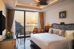 A room overlooking a sunset in Cat Ba at the Hôtel Perle d'Orient in northern Vietnam.