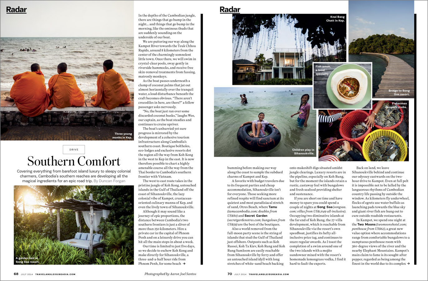 A travel feature on southern Cambodia.
