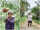 Portraits of two workers on a palm oil plantation in Surat Thani in southern Thailand.
