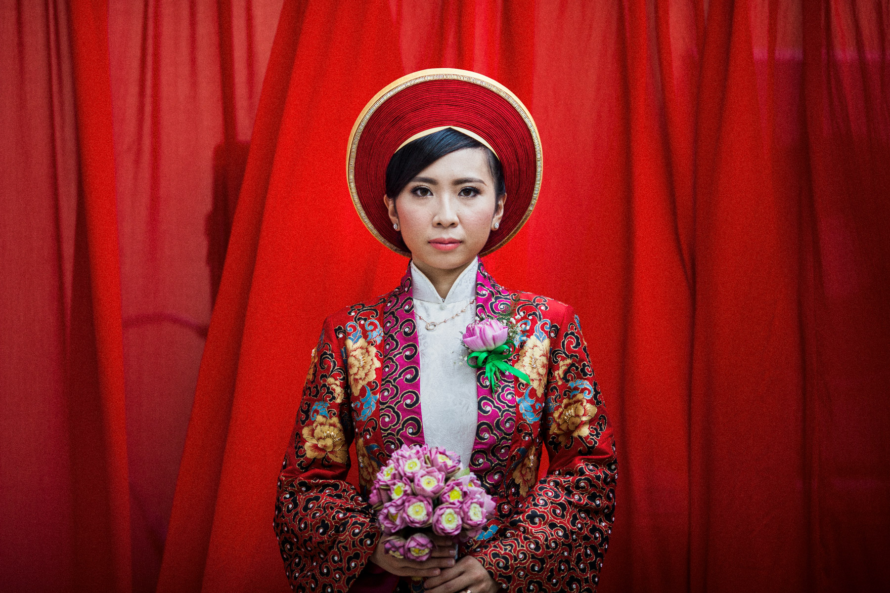 A portrait of a young Vietnamese bride in Ho Chi Minh City, Vietnam.