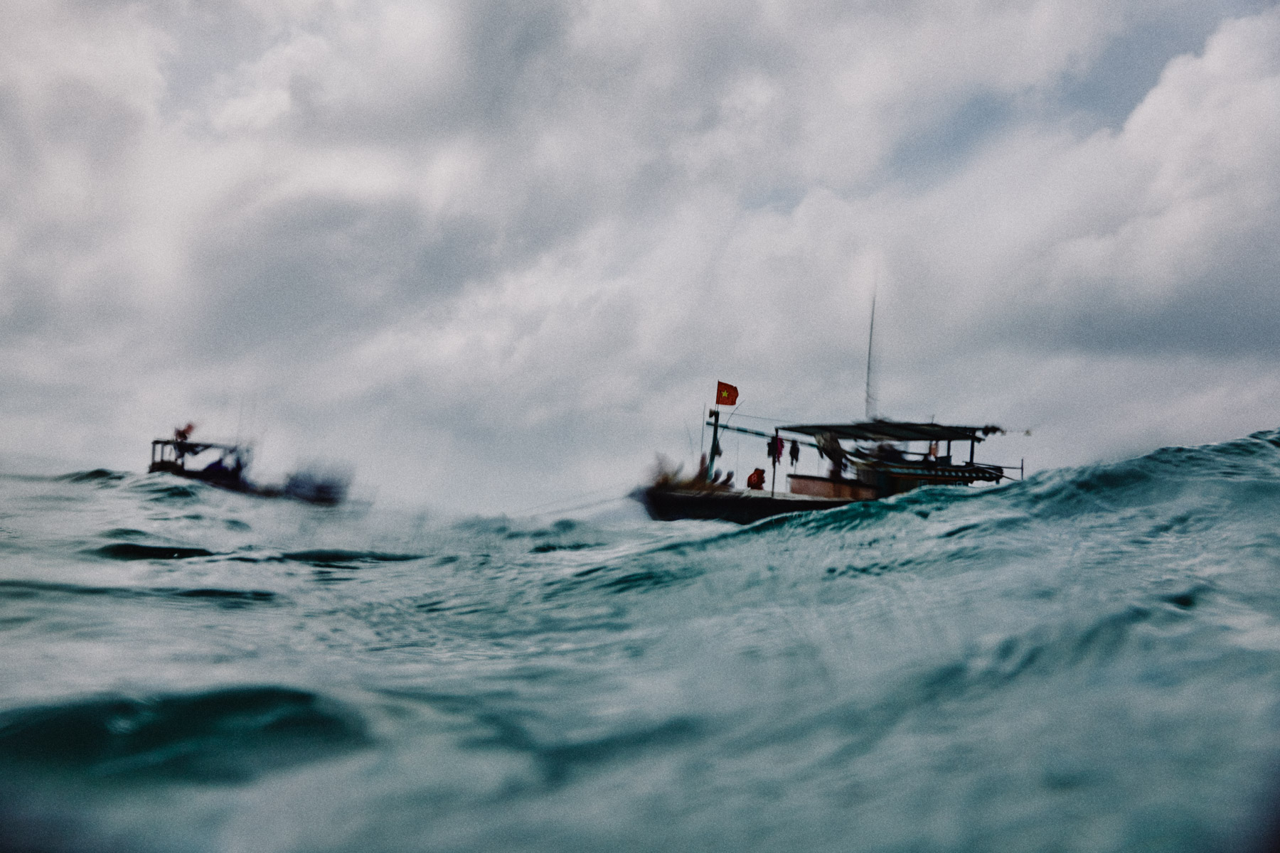 Fishing boats off the coast of Con Dao island in southern Vietnam.