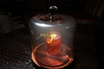 Smoked Old Fashioned. Applejack brandy, cranberry syrup, sage, aromatic bitters served in a smoked dome at Le Malt in Colonia.