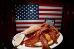 Bacon Cheeseburger, 1/2lb with onion rings at JJ's Pub and Grill in Fair Lawn.