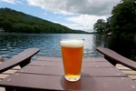 Goose IPA beer on the back patio off Gyp's Tavern on KIttatiny Lake in Sandyston,