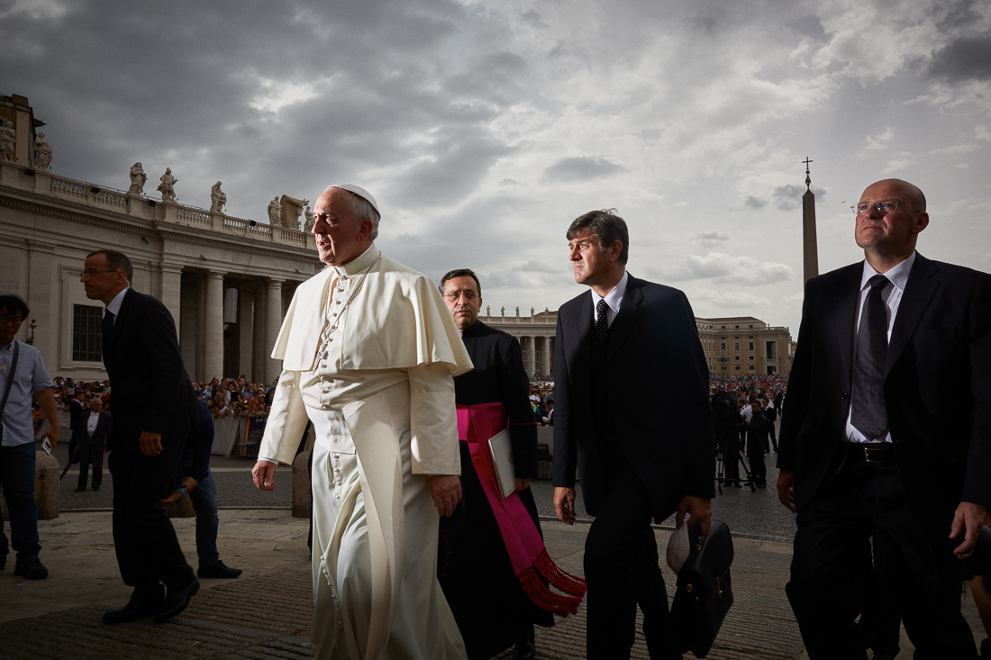 Pope Francis attends a general audience in St. Peter's Square