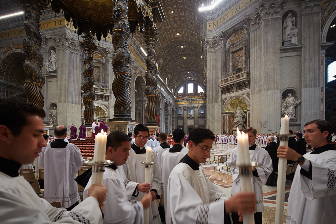Pope Francis leads a mass in St. Peter's Basilica.