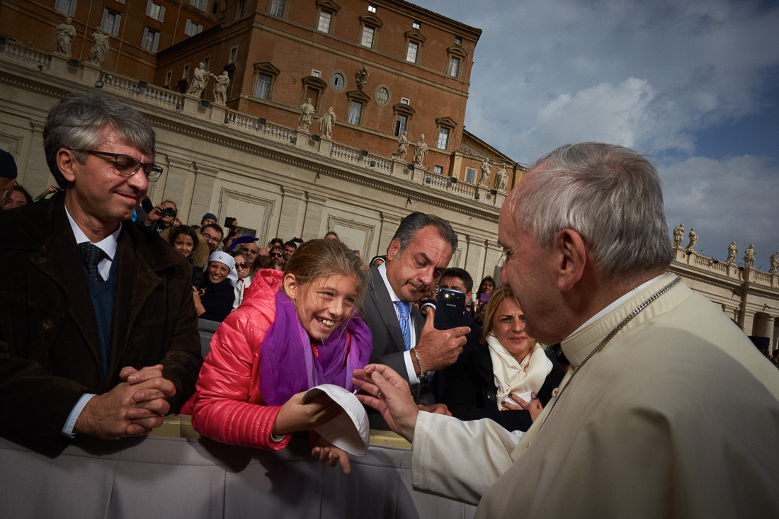 Pope Francis as he attends a general audience attended by pilgrims and tourists in Vatican City.