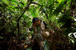 Honduran archeologist Oscar Neil Cruz, Jefe Unidad de Arqueologia del IHAH, explores jungle in a secret location in the Mosquitia jungle in Honduras that revealed evidence of an ancient culture that were once neighbors to the Maya.