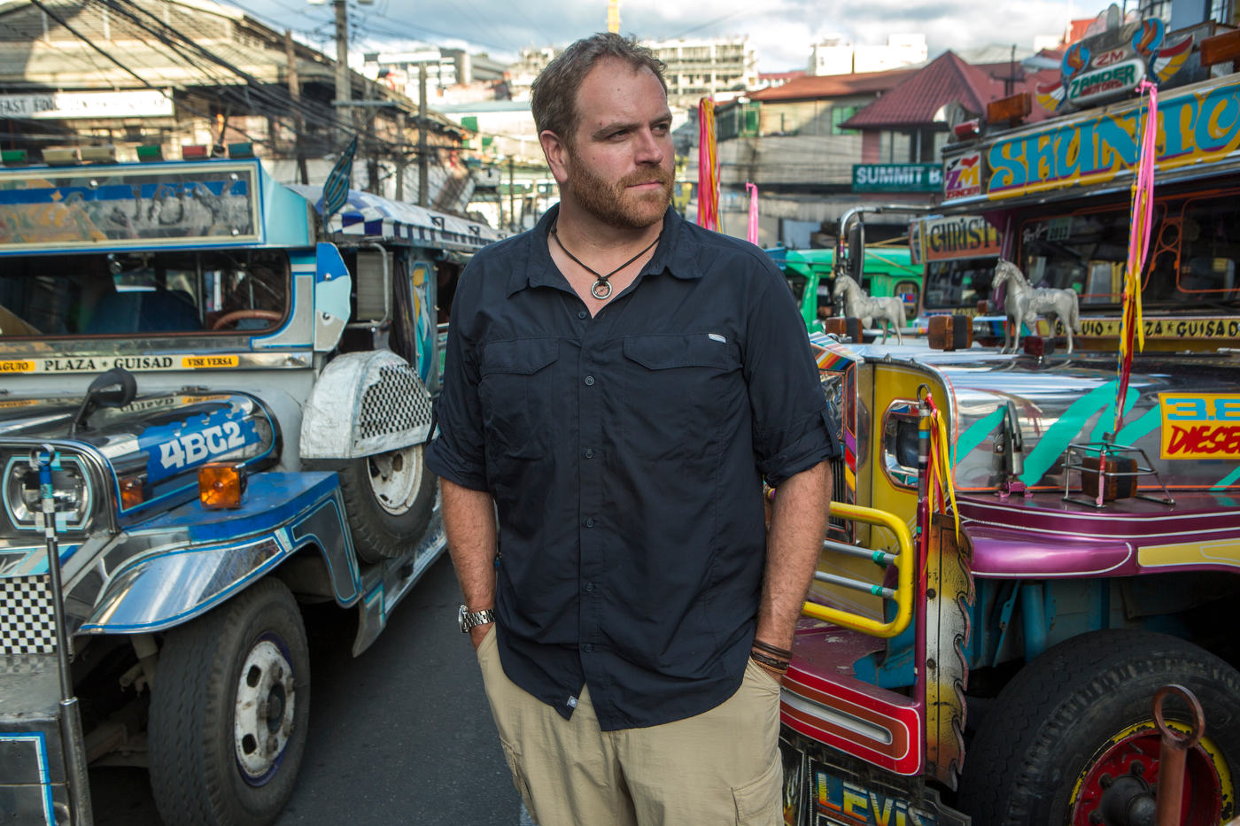 Josh Gates, host of Expedition Unknown, in Baguio, Philippines, for The Travel Channel.