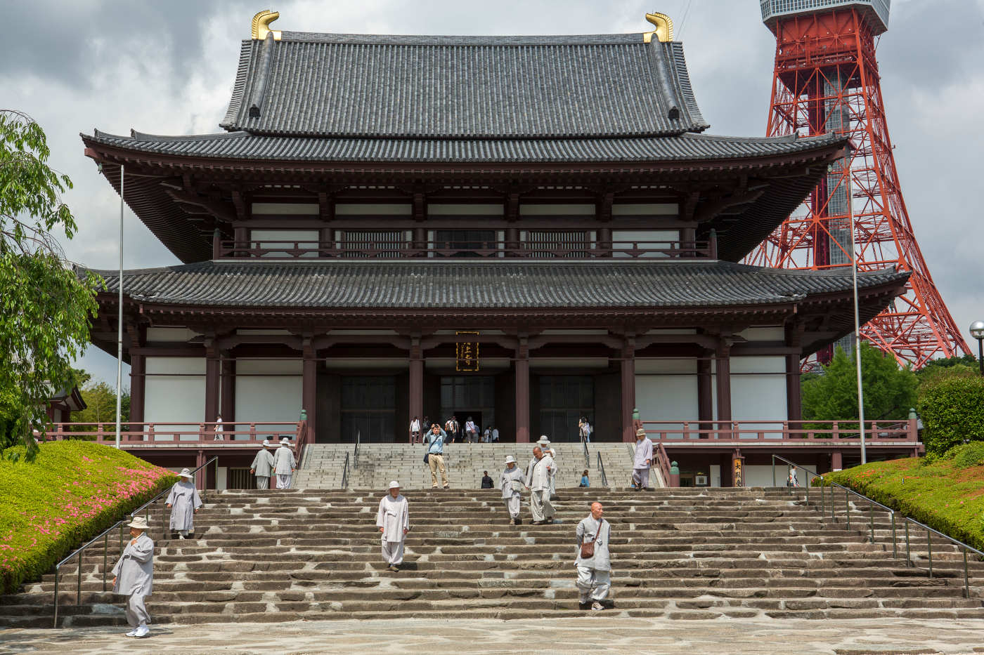 Monks at the Zojoji Temple, Minato. 