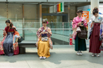 Graduates dressed in tradittional kimono.