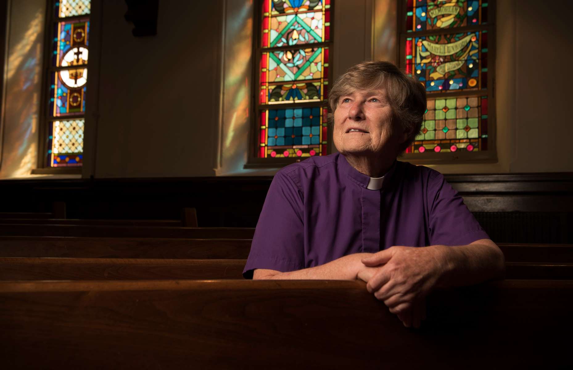 ERIN SWENSON,74,  at Central Presbyterian Chuch in Atlanta, where she attended as a teen. She broke new ground within mainstream Christian Protestant faith groups in 1996, when the Presbytery of Greater Atlanta, by a vote of 186 to 161, sustained her ordination as a Presbyterian minister. Erin had transitioned from male to female that year after 23 years of ordained service, and with the Presbytery’s vote in 1996 she became the first mainstream minister in the U.S. to make a gender transition while remaining in ordained office.
