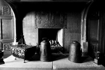 Photograph of the fireplace and hearth in the main dining room of Reichsburg Cochem Castle