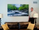 Scott next to his Canvas Gallery Wrap by Richard King which is 72 inches wide and 36 inches high.  The image is from the Great Smoky Mountains - Little Pigeon River