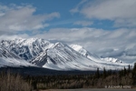 Color photograph of the snow covered mountains in the Kluane Range.