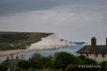 colour photograph of the Seven Sisters undulating chalk cliffs.  Whiter and often confused with {quote}The White Cliffs of Dover{quote} - more magnificent than.. 