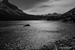 Waterscape in Yosemite NP, California in black and white photograph