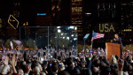 At last President-elect Barack Obama takes the stage at Grant Park, and sets the tone for the next four years.