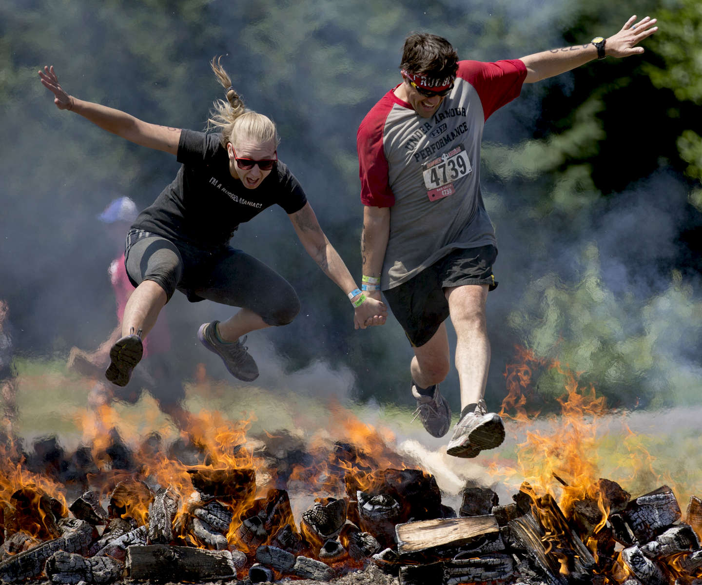 The Pyromaniac obstacle, one of 25 challenging events in the Rugged Maniac race in Portland.