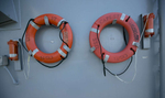 Flotation devices aboard guided missile cruiser USS Cape St. George.