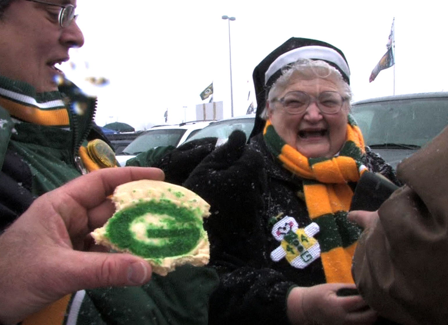 A cast of ever-loyal Packers fans braved the 0-degree temperatures to root on their team at Lambeau Field, as the Packers and Giants faced off for the NFC title. 