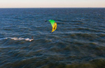 An Aerial view of a man kite surfing on May 07, 2020 in Long Beach, New York.  