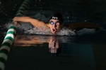 United States Paralympian Anastasia Pagonis swims at Farmingdale School District Aquatics Center on May 23, 2024 in Farmingdale, New York.  Pagonis has autoimmune retinopathy which led her sight to decrease at the age of 11, and she lost her vision by the age of 14.  She competed in the swimming competition at the Tokyo 2020 Paralympic Games where she won a gold and bronze medal respectively in the 400m Freestyle S11 and 200-meter Individual Medley S11.  An S11 athlete is the most severe form of visual impairment. S11 swimmers all swim with blacked-out goggles to ensure a level playing field, blocking out all light so it's like swimming with a blindfold. She will be competing in the 400m Freestyle S11 at the 2024 Paralympic Games this summer in Paris, France.  