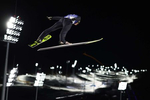 ZHANGJIAKOU, CHINA - FEBRUARY 07: Karl Geiger of Team Germany jumps during Mixed Team Ski Jumping at National Ski Jumping Centre on February 07, 2022 in Zhangjiakou, China. 
