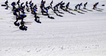 ZHANGJIAKOU, CHINA - FEBRUARY 20:   A general view is seen as athletes compete during the Women's Cross-Country Skiing 30k Mass Start Free on Day 16 of the Beijing 2022 Winter Olympics at The National Cross-Country Skiing Centre on February 20, 2022 in Zhangjiakou, China.