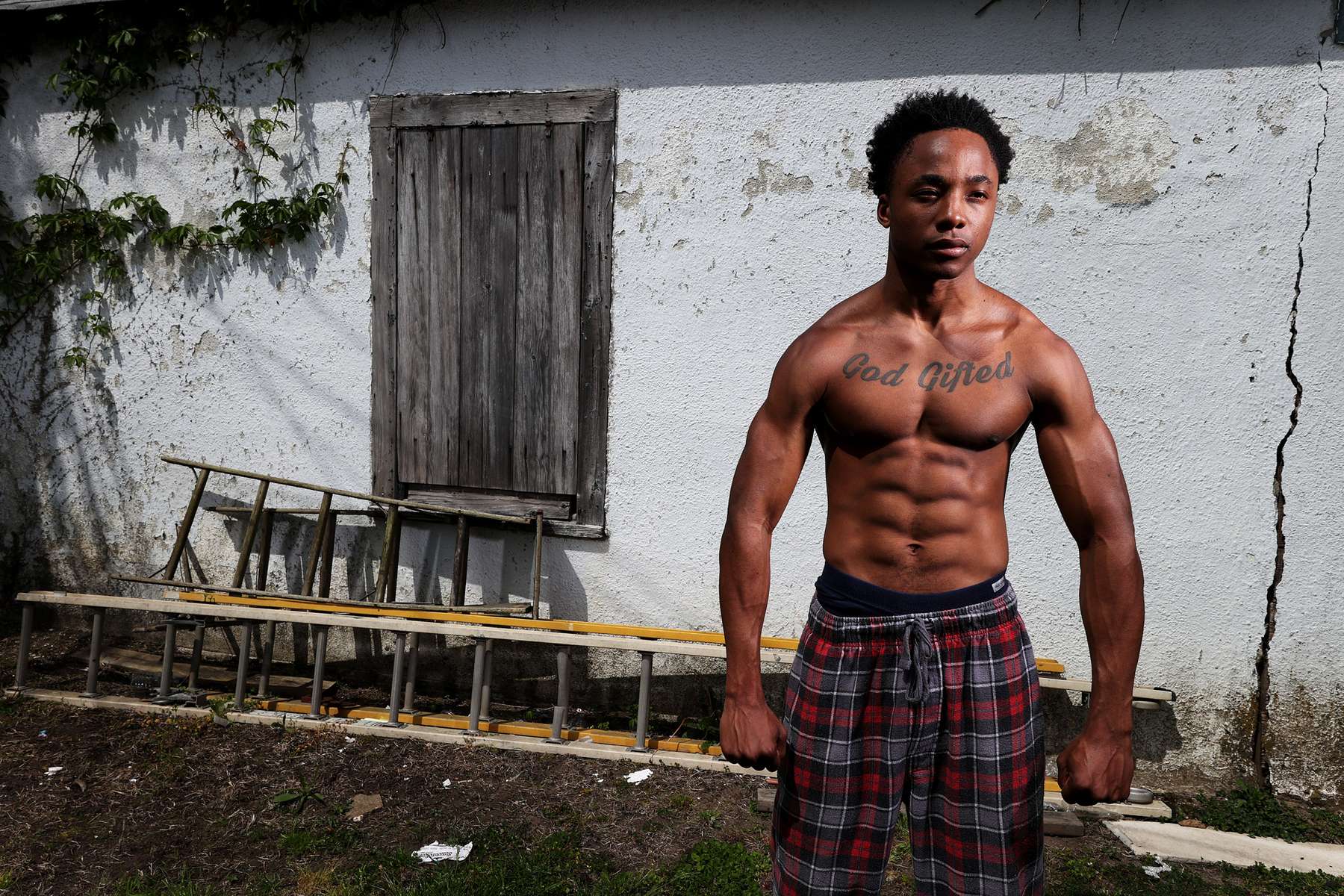 Alan Teemer Jr. poses for a portrait in his backyard on May 18, 2020 in Long Beach, New York.  Alan is an Amateur boxer who fought in the New York City Golden Gloves and made the Semi Finals in the Open 123lb class. He was training to compete in this year's Golden Gloves tournament but it has been cancelled due to the coronavirus pandemic.  The Gym he fights for is called the Freeport Boxing Club and has been closed by New York Governor Andrew Cuomo since March 16th due to the coronavirus COVID-19 pandemic.  Until the gyms are deemed safe to open he will continue to stay fit by training at home with the hope that he can box again later this year. (